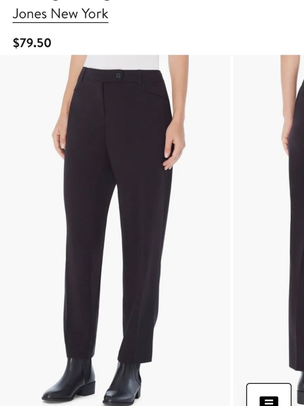 Jones New York Platinum Black Tailored Straight-Leg Pants 4
